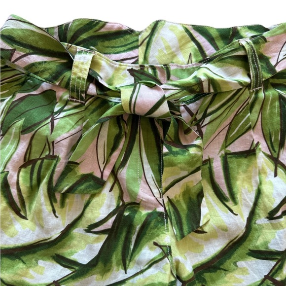 Women's Tommy Bahama Green High Waist Leaf Print Linen Beach Shorts Size 10 - Picture 3 of 6